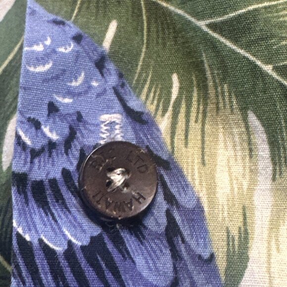 RJC Button Up Shirt Mens XL Beige Short Sleeve Hawaiian Floral Aloha Collared - Picture 5 of 5